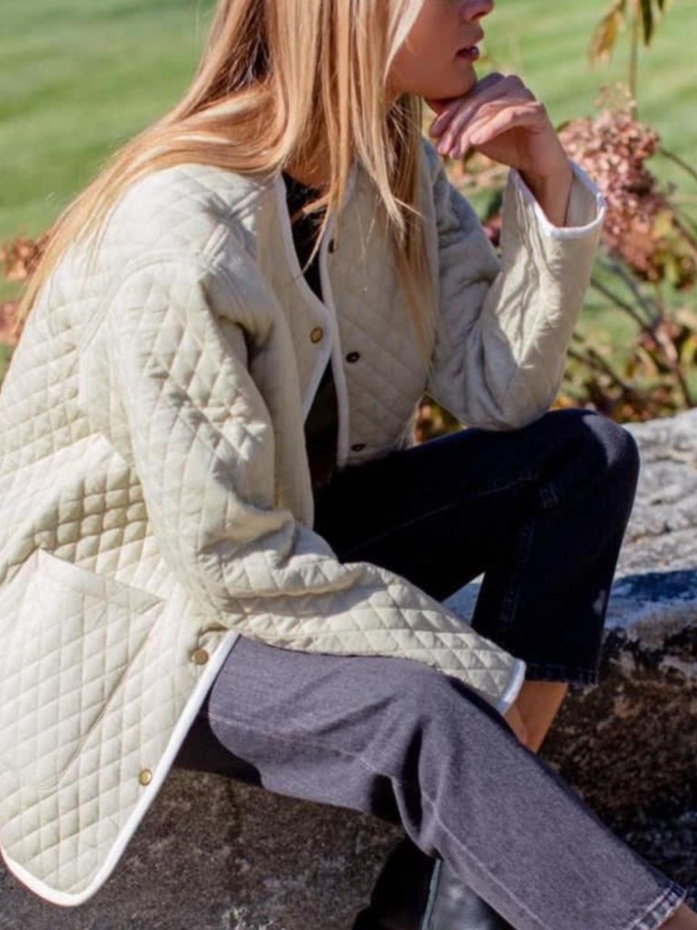 Emerson fry quilted coat Buttercream color organic cotton $180 retail - Picture 2 of 5
